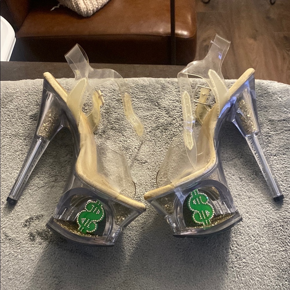 Pleaser Heels with Green Dollar Sign 6